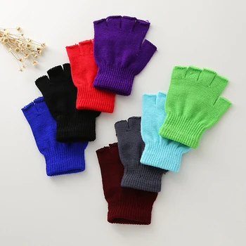 1 чифт Унисекс, черни, зелени, ръкавици без пръсти на полпальца за жени и мъже, вълнени плетени калъф за памучни ръкавици за китката, Топли Зимни работни ръкавици