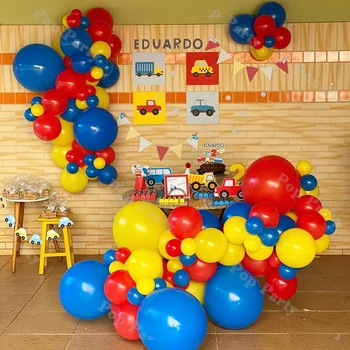 107шт Комплект арка с венец от балони Червени Сини Жълти балони в стил бохо За душата на детето, разкриващ пол, Аксесоари за парти по случай рожден Ден, Сватбен декор