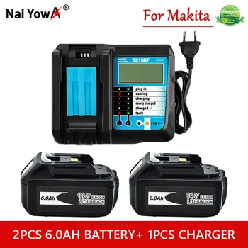 18V6Ah Акумулаторна Батерия 6000 mah Литиево-Йонна Батерия Сменяеми батерии за MAKITA BL1880 BL1860 BL1830battery + Зарядно Устройство 4A