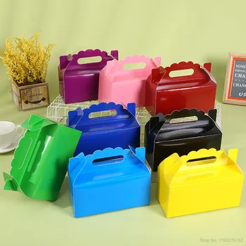 24 бр./лот, Многоцветен кутия за опаковане на тортата, преносим кутия за десерт, кутии за печене на кексчета за партита