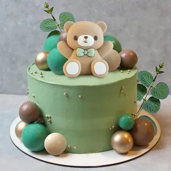 28ШТ зелени мечета, топки за торта, украса за торта със звездите, на облаците, за момче, момиче, детска душа, украса за парти по случай рождения ден.