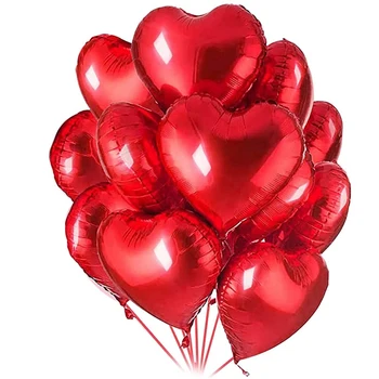 30 балони от фолио във формата на сърца, червени гелиевые топки 18 инча, Романтичен комплект бижута с Деня на Св. Валентин, за Украса