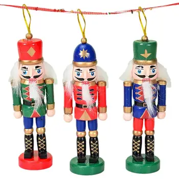3шт Коледни фигурки щелкунчиков, окачен декорация за Коледната елха, Традиционни украшения във формата на щелкунов за полицата рафтове, десктоп рафтове