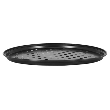 4 форма за пица с перфорации размер 10 инча, черна въглеродна стомана С незалепващо покритие, лесно моющийся тава за печене на пица