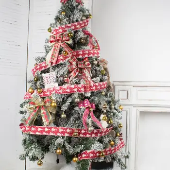 5 ярда Коледната украса на Коледна Елха Снежинка Модел Лента Коледно Дърво за Украса Пандент Коледна опаковъчна хартия