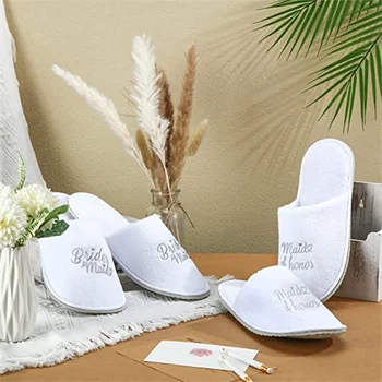 6 Двойки сватбени тапочек Набор от шаферките от 6 сватбени тапочек Honor Bridal за обувки на булката Подаръци за жени за младоженци