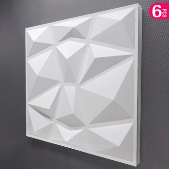 6шт 30 см Декор на 3D Стенни панела вълна Diamond Дизайн несамоклеящаяся пластмасови плочки 3D стикер на стената хол, Баня тапети