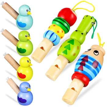 7 бр. дървени играчки-свистульки за животни, птичи свистульки забавни играчки за деца, музикални играчки, подаръци за рожден ден