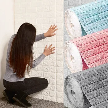 70 см *1 м 3D Тухлени Стикери За Стена DIY Декор Самозалепващи Водоустойчиви Тапети За Детска Стая Спални Кухня на Домашен интериор на Стените