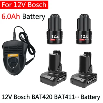 Bosch 12V 6Ah Литиево-йонна BAT420 BAT411 Сменяеми батерии за Bosch BAT411 BAT412 BAT413 BAT414 Батерия 10,8 V Акумулаторни Електроинструменти