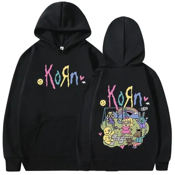 Korn Карикатура рок група Музикален албум Hoody Мъжки дамски реколта метална готическата hoody оверсайз градинска дрехи, блузи с дълъг ръкав
