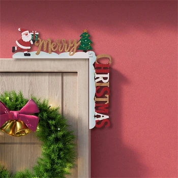 KX4B Коледна украса рамката на вратата Сантой и северните елени, празничен декор къща