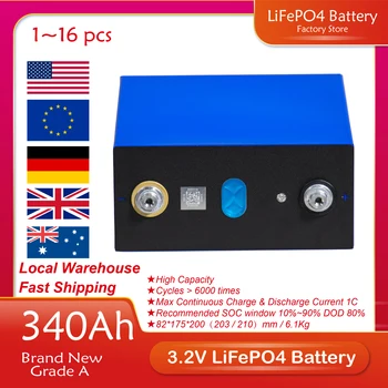 LiFePO4 Батериите 3.2 V 340Ah 4/8шт 340Ah 280Ah Напълно Нов Клас A DIY 12V 24V с Шинопроводом Акумулаторна Батерия за количка за Голф