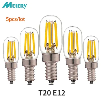 Melery C7 T20 E12 Led Лампа 4 W Топло Бяла 3000 До Дневна Светлина 5700 До лека нощ 220 В Лампа с нажежаема Жичка Edison Вита Лампа, Еквивалент на 40 W 5 бр.