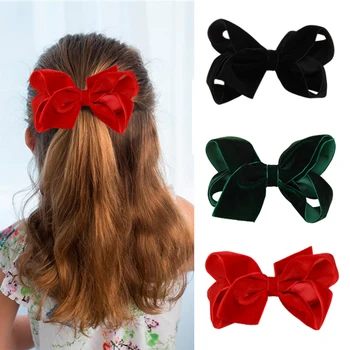 Oaoleer Модни кадифе, Щипки за коса-лъкове за коса за малки Момичета, Обикновена Фиба-пеперуди, Детски шапки, Зимни Аксесоари за коса