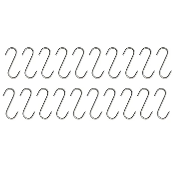 S-образни куки от неръждаема стомана, с остри връхчета, кухненски прибори за тигани за месо, 20 бр., Трайни