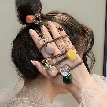 Аксесоари за жени Gums Head Въжето Ins Hair Въжето Кухи Crystal Лента за коса Вратовръзка за коса на Дъвка от Планински кристал Корейски Шапки 2020
