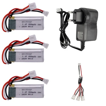 Актуализация 7,4 На 600 mah LiPo Батерия и зарядно кабел за WLtoys F959 RC играчката Части от 7,4 В 2 s Батерия за XK DHC-2 A600 A700 в a800 A430