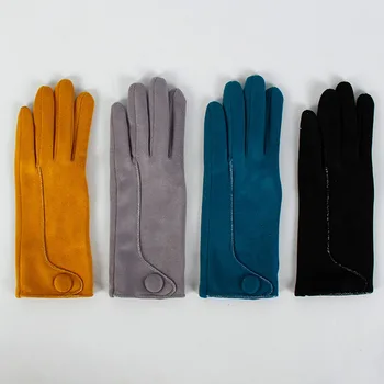 Дамски топли ръкавици за шофиране със сензорен екран Winter Plus Velvet за спорт на открито, велосипедни ръкавици от велур в целия пръст