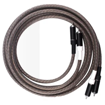 Двойка кабели Один RCA, съединител от въглеродни влакна, 12 живял, сребърно покритие линия за свързване на възвратно аудио HiFi