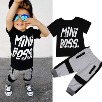 Детски костюм за момчето!!Тениска С къс ръкав за малки момчета, потник + панталон, комплект дрехи от 2 теми, размер дрехи от 1 до 6 години