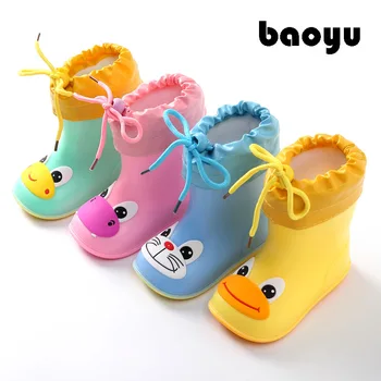 Детски непромокаеми ботуши, гумени ботуши, детска водна обувки от PVC с шарките на бебето, водоустойчив нескользящая Топла зима