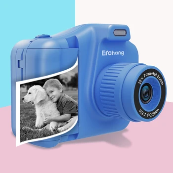 Детски цифров фотоапарат, детска помещение миг печат с 10-кратно цифрово увеличение, детска видеокамера, подарък за момче на рожден ден