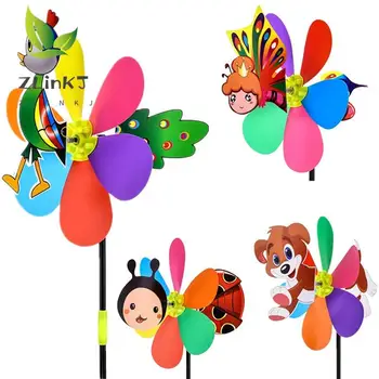 Домашни любимци Пчела, шест цвята, триизмерна вятърна мелница, мультяшные бебешки играчки, декорация за домашно градина, вятърна колело, завъртете декор на двора
