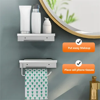 Държач за тоалетна хартия от неръждаема стомана, монтиране на стена за баня, Тоалетна хартия, Държач за телефон, Рафт за ролки, кърпи, Аксесоари за рафтове