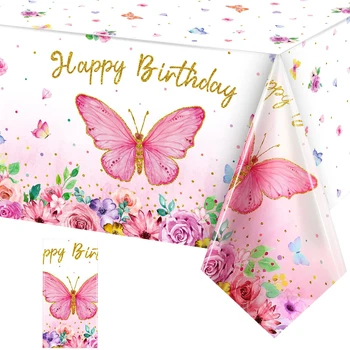 Еднократна покривка за партито с пеперуди честит Рожден Ден Украса за дома за Деца Момиче Детски душ 1-ви рожден Ден на Покривката за парти