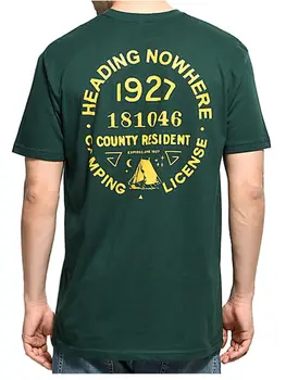 Зелена мъжка тениска Dravus Misguided Grounds с надпис No Where 1927, Разрешително NWT