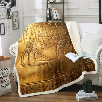 Златното Египетското Одеяло В Древнеегипетском Стил, Покривки С Героите На Стария Египет, Фланелевое Одеяло На Египетската Цивилизация, Домашен Декор