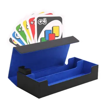 Калъф за съхранение на търговски карти Магнитни стандартен размер, държач за игри на карти от изкуствена кожа, с разделители за футбол