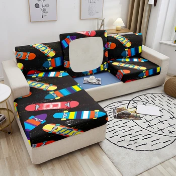 Калъфи за възглавници с шарките на скейтборд, еластична полиестерна тъкан, калъф за дивана, противоскользящий Моющийся калъф за мека мебел, украса за дома