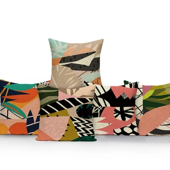 Калъфка в модерен скандинавски стил, абстрактна геометрия Растения, калъфки за домашно мека мебел, автомобилни столове, Декоративна калъфка за възглавница