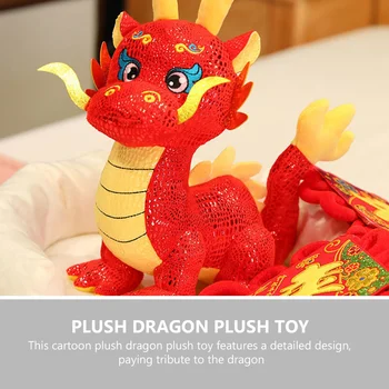 Китайската Коледна играчка Дракон 2024 Зодиакальная Кукла Дракон Мультяшная Плюшен Фигурка на Дракон Кукла-талисман на Дракона