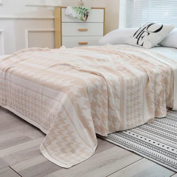 Клетчатое кърпа Chidori-волокнистое студено одеяло, Единична климатик за вашия дом офис-дышащее Меко одеяло стеганое