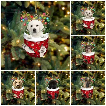 Коледен Орнамент, имитация на Куче, Окачен медальон, подарък на открито, Коледен Двор, Украса на градината, Косене на O9H7