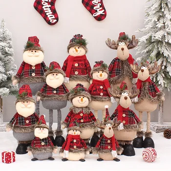 Коледен подарък от плат с елени, Дядо Коледа, сцена за работния плот в търговския център, декоративни орнаменти, декорация от лосове, украса за дома