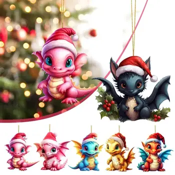 Коледна висулка във формата на бебешка яйца, Коледен подарък, Скъпа акрилна Коледно дърво, Подвесная окачване, Коледен дракон, коледни украси от анимационен филм