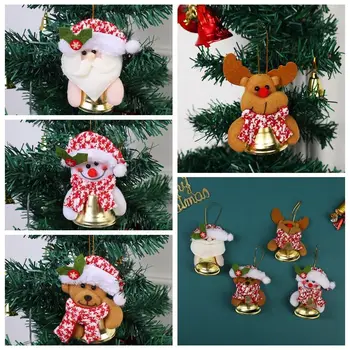 Коледна камбанка под формата на снежен човек, висящи украшения на Дядо Коледа, Празнична Коледна украса, Дядо Коледа, мили звенящие коледни висулки от лосове, Коледа