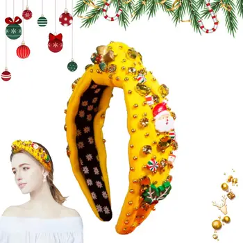 Коледна лента за коса с голям планински Хрусталем Празнична Превръзка на главата Аксесоари за коса за възрастни Накити за косата Коледни Аксесоари