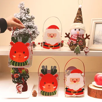 Коледна Прозрачна Преносима подарък кутия на Дядо Коледа, Коледно дърво, Коледна Ябълка Опаковки кутия от PVC Новогодишната страна и украса за партита