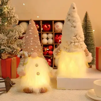 Коледна светещ Геномен кукла, Светлинен Безлични джуджета, плюшени украса, Весела Коледна украса за дома, Коледни подаръци за Нова 2024 година