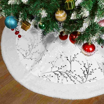 Коледно парти Бяло домашно плюшевое украса за коледната елха Пола за коледната елха Украса за Коледната елха Подложка за коледно под коледната елха