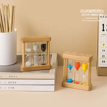 Комбинация от 1/3/5 минути Творчески Дървени Пясъчен часовник, четка за почистване на зъбите, таймер за приготвяне на чай, креативни подаръци, занаяти, Основната, Цветна украса