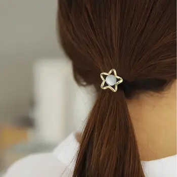 Корейски Елегантни дъвка за коса от опалового метал, Дамски Еластични гумени ленти за коса, Аксесоари, Халка за коса, Държач за въже, прическа, прическа