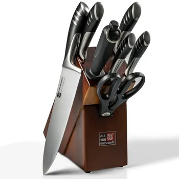 Кухненски комплект-готвач German 1.4116 Комплекти кухненски ножове от неръждаема стомана с двойно чукане, пълен набор от ножове готвач Tang Santoku kit или faca