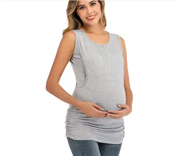 Летни блузи за кърмене с къс ръкав, ежедневни облекла за бременни, памучен тениска за хранене, голям размер S-XXL