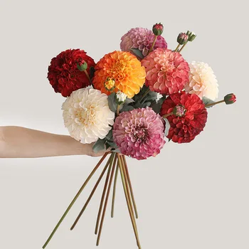 Луксозни бижута за вътрешния маса, имитация на изкуствени цветя, ретро-хризантема, Далия, интериор на стаята flores artificiais